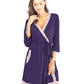 Full Size Tie Waist Surplice Neck Robe with Pockets