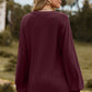 Full Size Notched Neck Raglan Sleeve Blouse