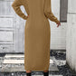 Decorative Button Notched Dropped Shoulder Sweater Dress