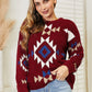 HEYSON Wine Full Size Aztec Soft Fuzzy Sweater