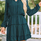 Frill Tie Neck Balloon Sleeve Dress