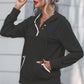 PromiseTops Half Button Drawstring Long Sleeve Hoodie