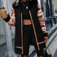 Geometric Zip-Up Collared Sherpa Jacket