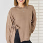 Slit Tied Dropped Shoulder Sweater