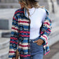 Geometric Button Down Dropped Shoulder Jacket
