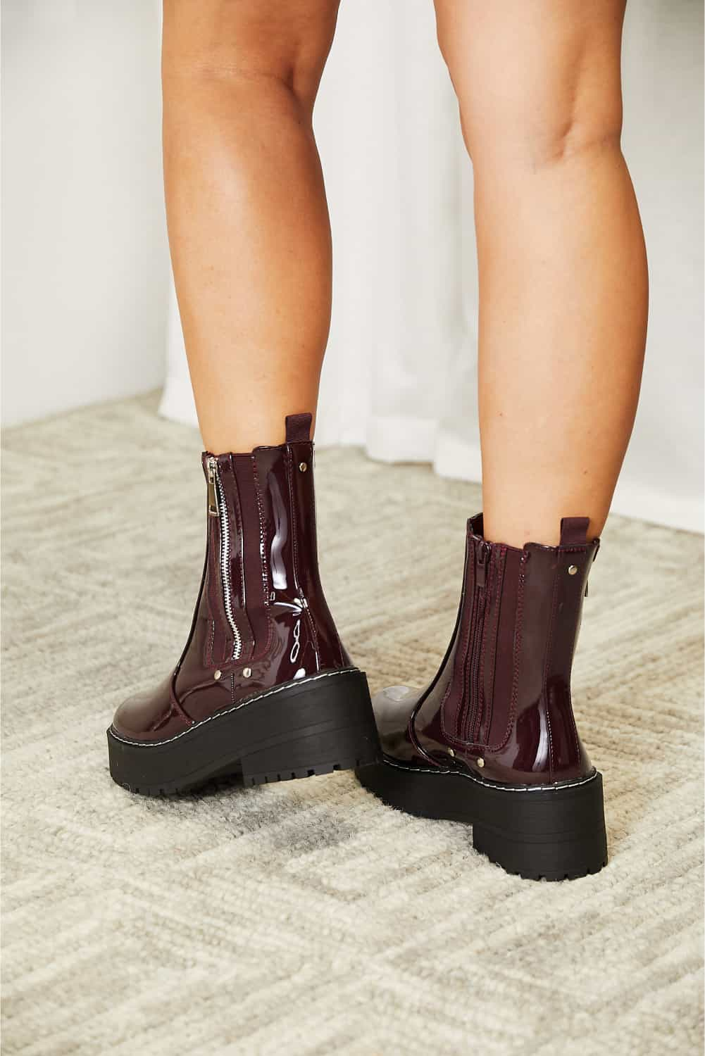 Forever Link Side Zip Wine Platform Boots