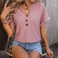 Eyelet Notched Short Sleeve T-Shirt