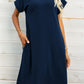 Full Size Scoop Neck Short Sleeve Pocket Mini Dress