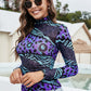 Printed Mock Neck Long Sleeve Blouse
