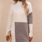 TrendSetEE Color Block Mock Neck Dropped Shoulder Sweater Dress