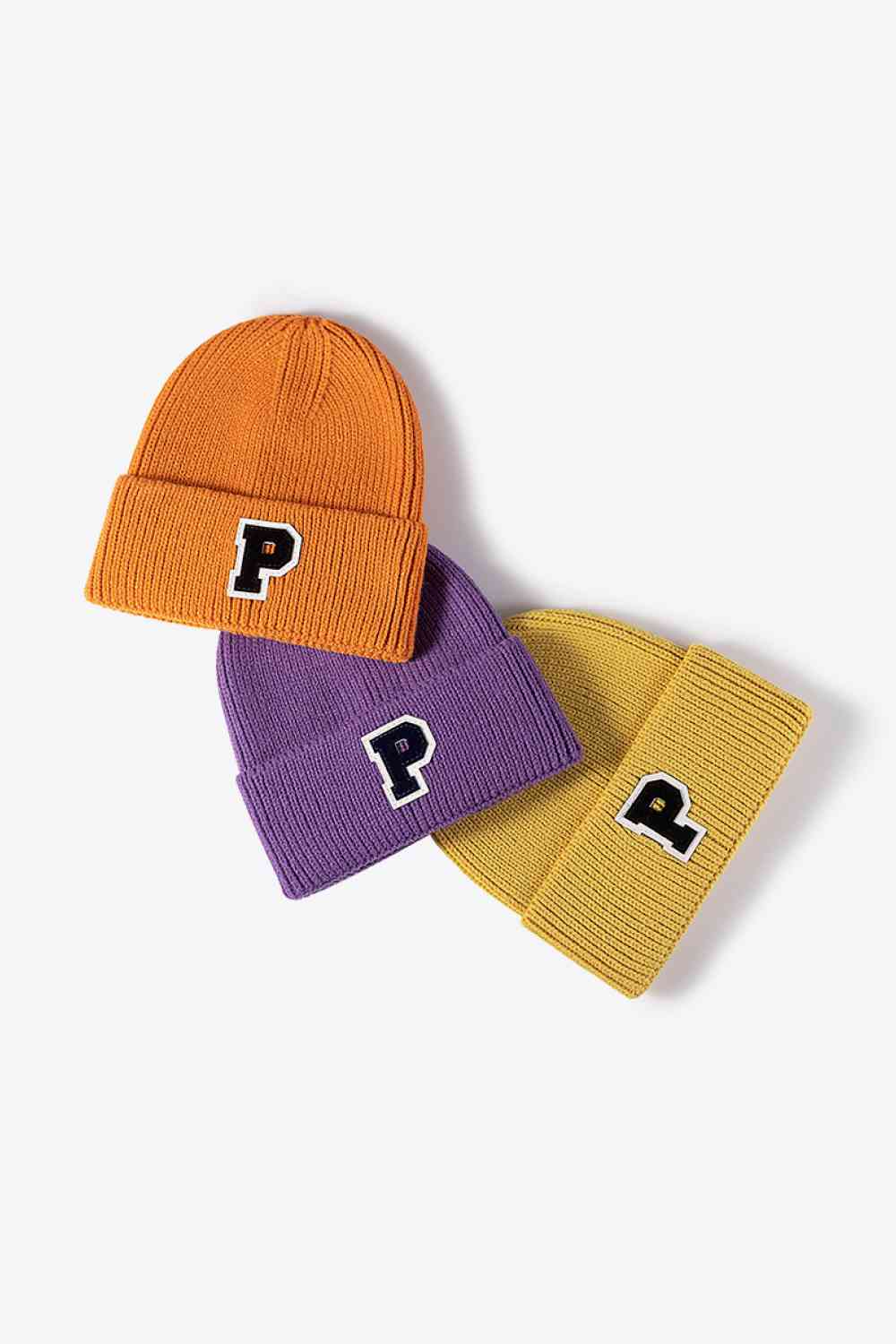 EZBeanie Letter Patch Cuffed Knit Hat Beanie