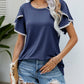 Malibu Dreams Pom-Pom Trim Flutter Sleeve Round Neck Tee