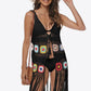 One Size Openwork Fringe Detail Embroidery Sleeveless Cover-Up