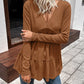 Waffle-knit V-Neck Long Sleeve Blouse