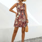 Smocked Printed V-Neck Mini Dress