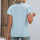 Full Size Eyelet Notched Neck Flutter Sleeve Top