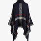 Plaid Turtleneck Raw Hem Poncho