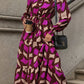Printed Tied Pocketed Lantern Sleeve Dress
