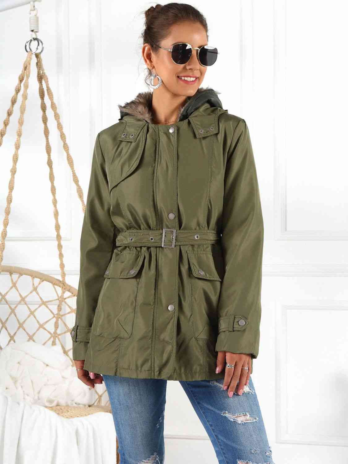 Skylar Full Size Hooded Jacket with Detachable Liner (Three-Way Wear)