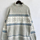 CozyWonders Geometric Mock Neck Dropped Shoulder Sweater