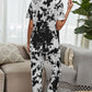 Full Size Tie-Dye Tee and Drawstring Waist Joggers Lounge Set