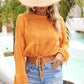 Women's Drawstring Hem Round Neck Cropped Cover Up