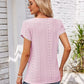 Eyelet Round Neck Petal Sleeve T-Shirt