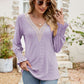 Pretty Purples Eyelet V-Neck Smocked Flounce Sleeve Blouse