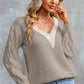 KnittedEmporium Full Size Contrast V-Neck Sweater