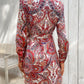 Tied Printed Long Sleeve Mini Dress