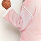 Double Take Blush Pink Contrast Detail Dropped Shoulder Knit Top