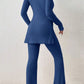 Ribbed Long Sleeve Slit Top and Bootcut Pants Set