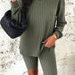 Ribbed Round Neck Dropped Shoulder Top and Shorts Set