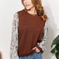 And The Why Chestnut Brown Full Size Foil Printed Sleeve Top