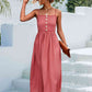 Decorative Button Spaghetti Strap Midi Dress