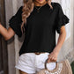 Ruffled Round Neck Short Sleeve Blouse