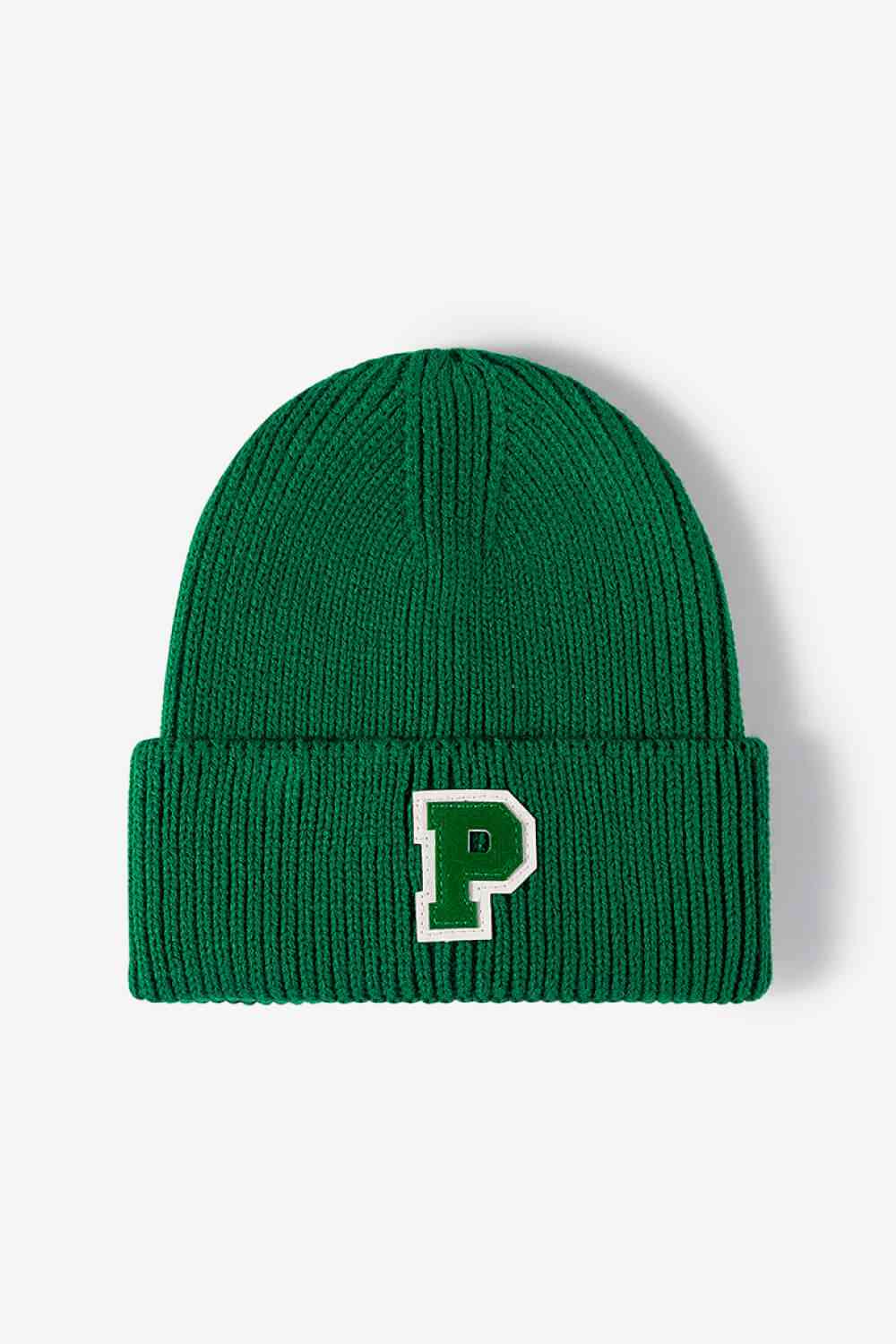 EZBeanie Letter Patch Cuffed Knit Hat Beanie