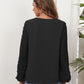 Full Size Swiss Dot Balloon Sleeve Blouse