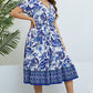 Plus Size Floral Flounce Sleeve Surplice Dress