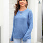 Malibu Dreams Hannah&Mea Round Neck Ribbed Long Sleeve Sweater