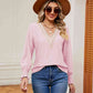 Contrast Flounce Sleeve Blouse