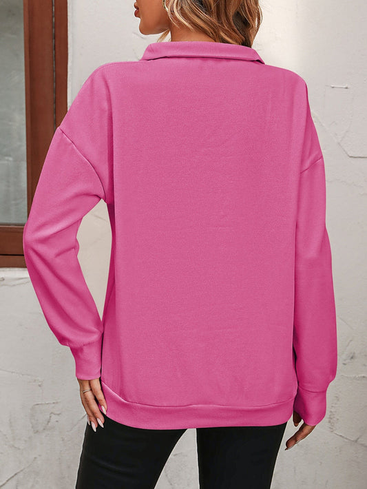 Malibu Dreams Zip-Up Dropped Shoulder Sweatshirt