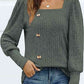 Decorative Button Square Neck Top