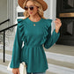 Round Neck Ruffled Peplum Blouse