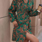 Leah Floral Green Balloon Sleeve Mini Dress