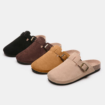 Suede Shoe Closed Toe Buckle Slides