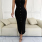 Ribbed Slit Decorative Button Cami Dress