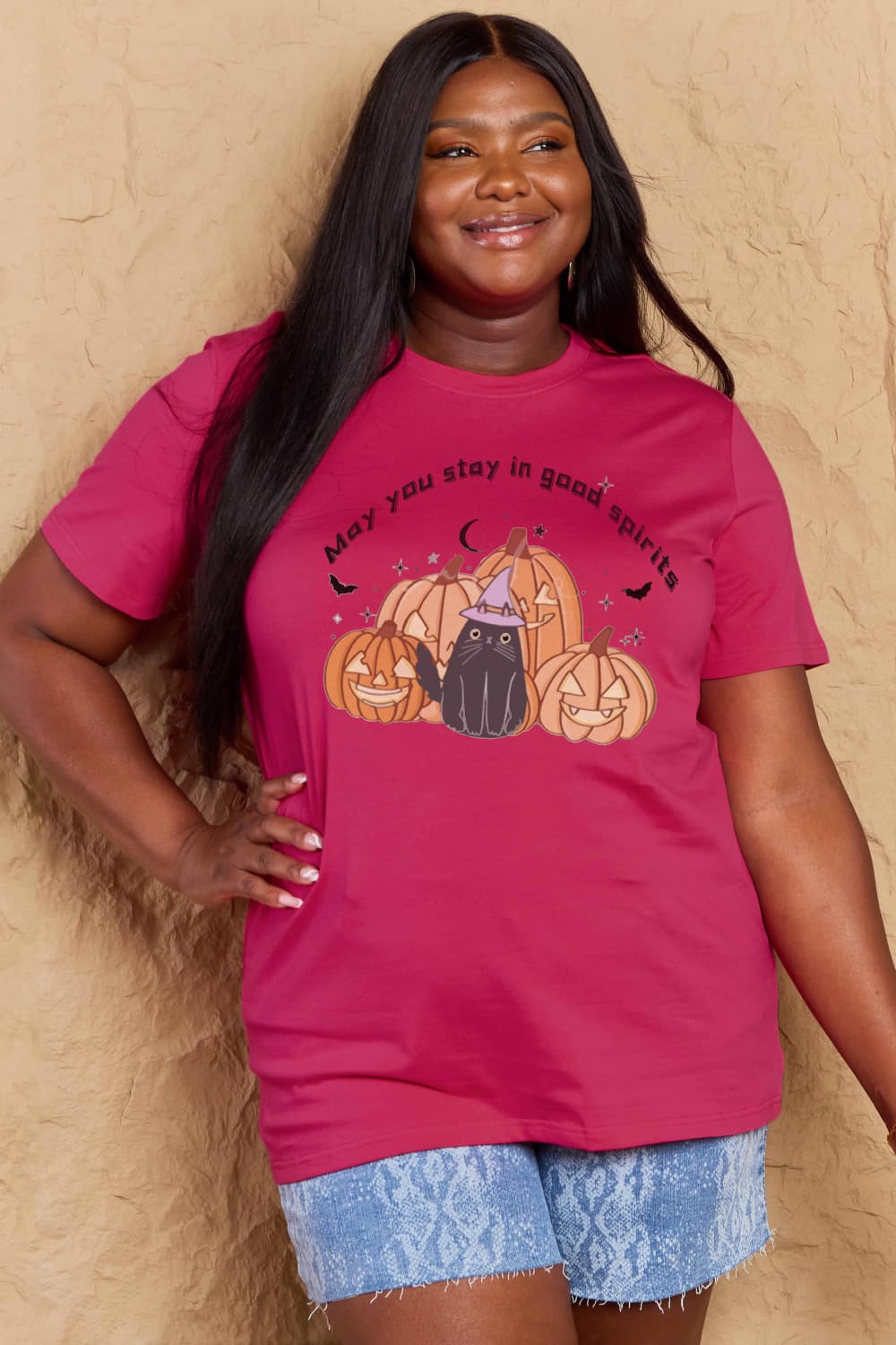 Simply Love Full Size Halloween MAY YOU STAY IN GOOD SPIRITS Graphic Cotton T-Shirt