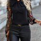 Printed Tie Neck Long Sleeve Blouse