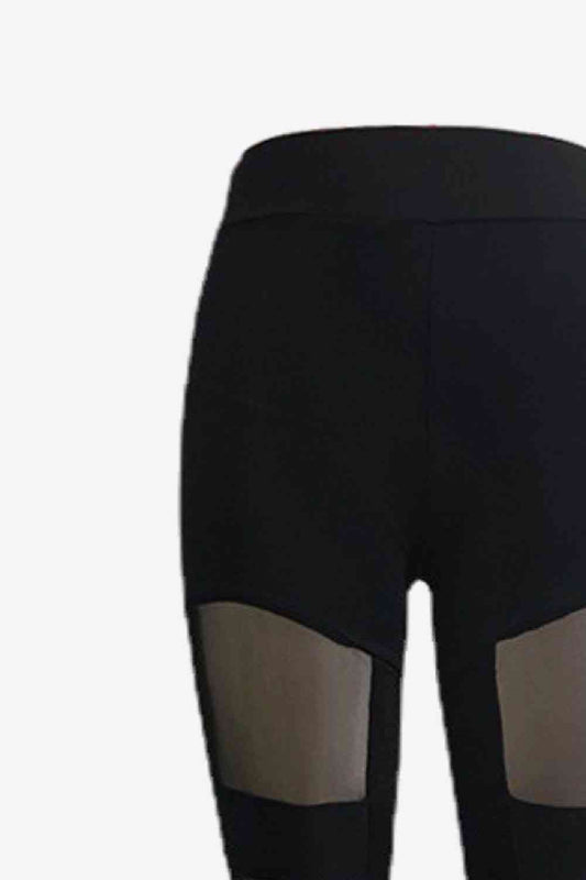 YogaAthletics Spliced Black Mesh Leggings